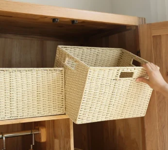Woven Storage Basket Large Sundries Snack Toy Organizer Basket Wardrobe Closet Organzier