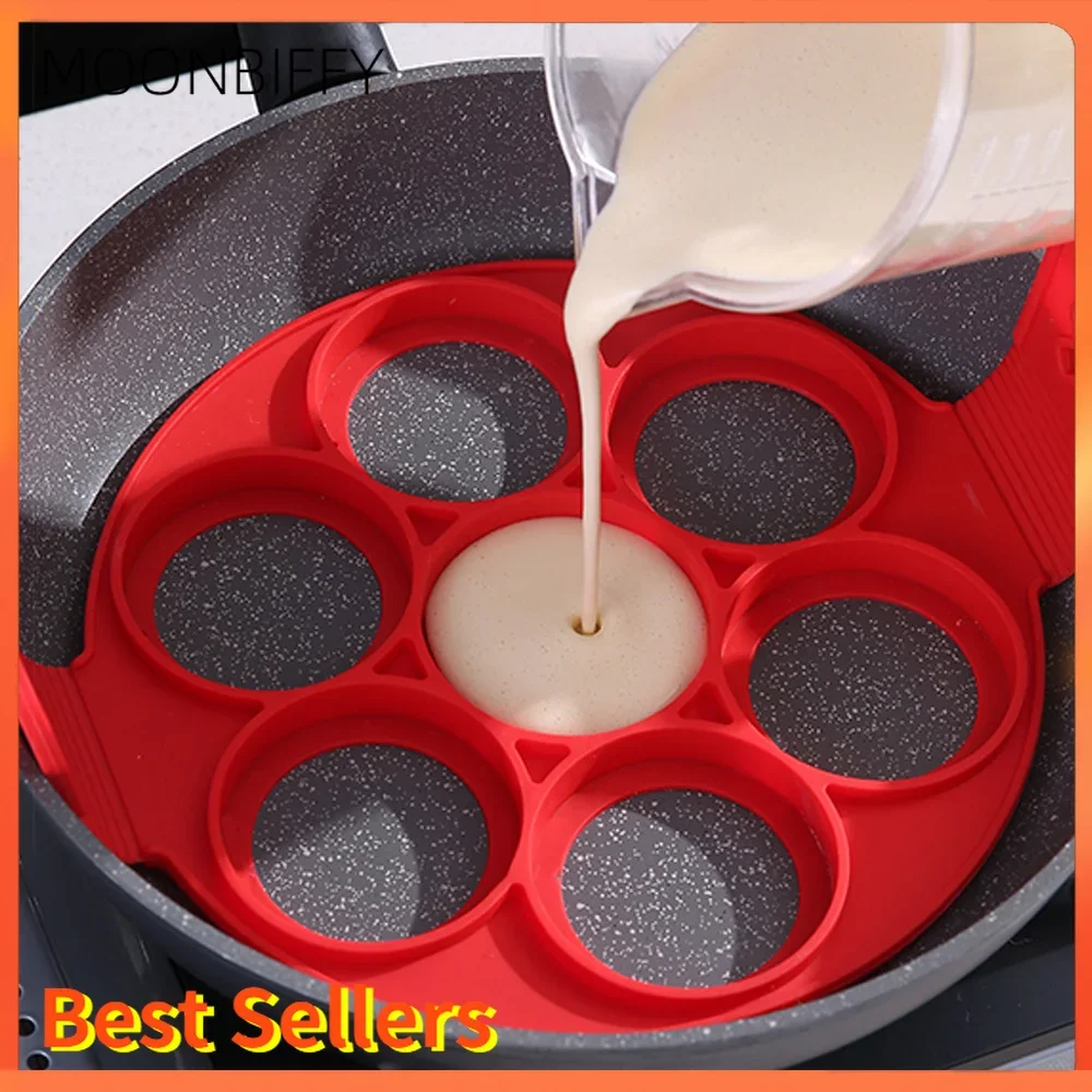 Silicone Pancake Maker Multiple Shapes 7 Holes Nonstick Baking Mold Ring Fried Egg