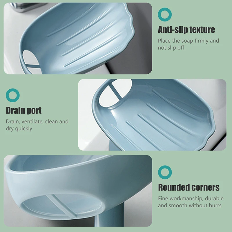New Leaf Shape Soap Box Drain Soap Holder Box Bathroom Accessories - Image 5