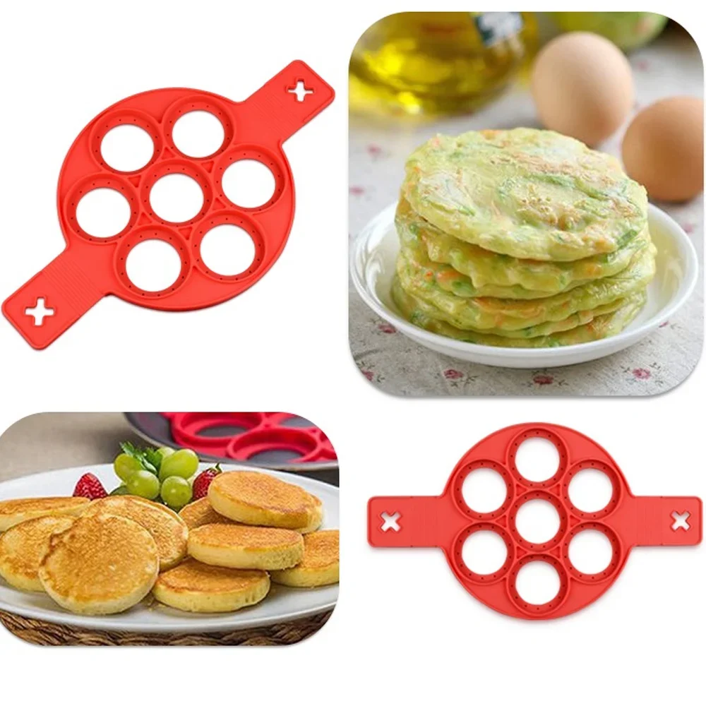 Silicone Pancake Maker Multiple Shapes 7 Holes Nonstick Baking Mold Ring Fried Egg - Image 4