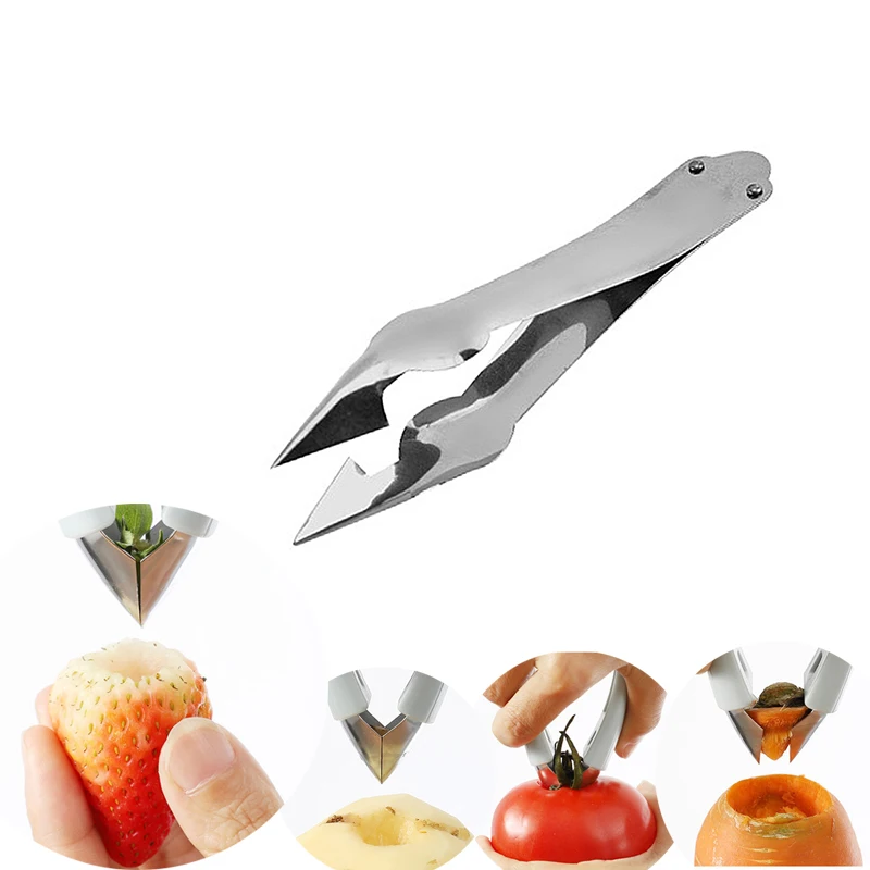 Stainless Steel Strawberry Huller Fruit Peeler Pineapple Corer Slicer Cutter - Image 4