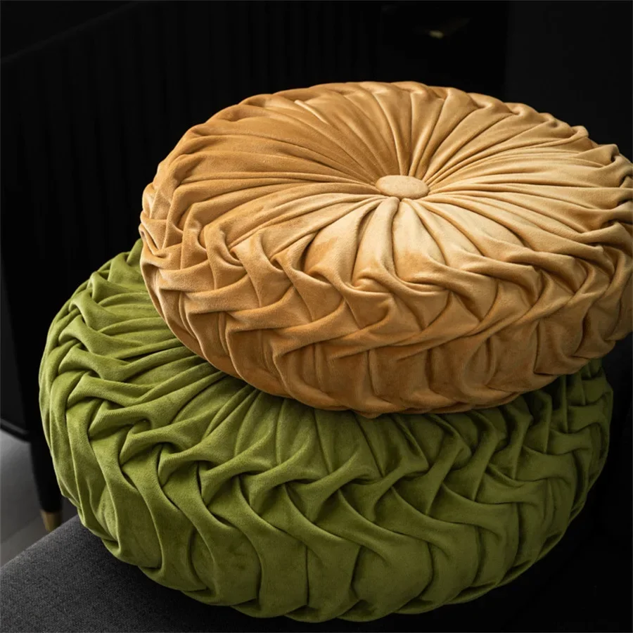Throw Pillow for Couch Decorative 3D Pumpkin Vehicle Wheel Round Velvet Cushion - Image 2