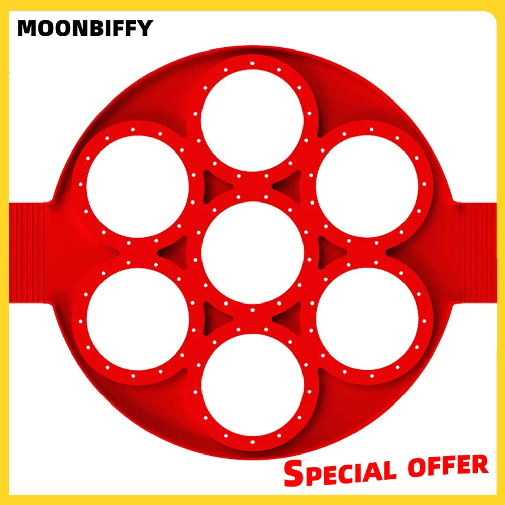 Silicone Pancake Maker Multiple Shapes 7 Holes Nonstick Baking Mold Ring Fried Egg - Image 2