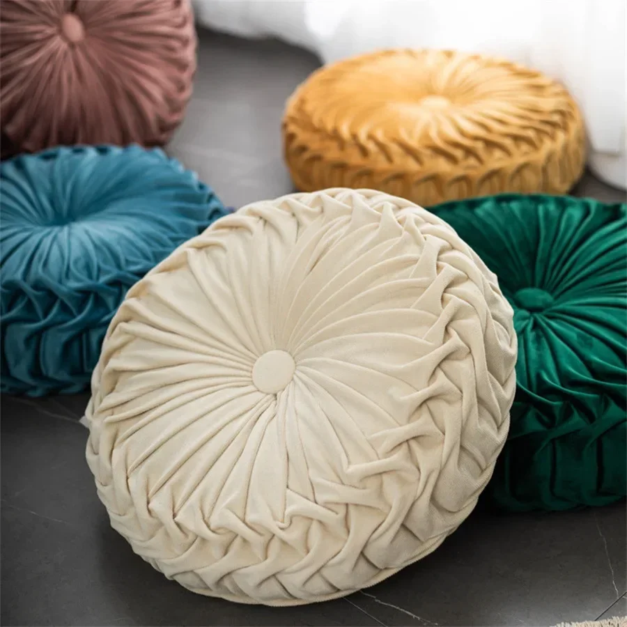 Throw Pillow for Couch Decorative 3D Pumpkin Vehicle Wheel Round Velvet Cushion - Image 3