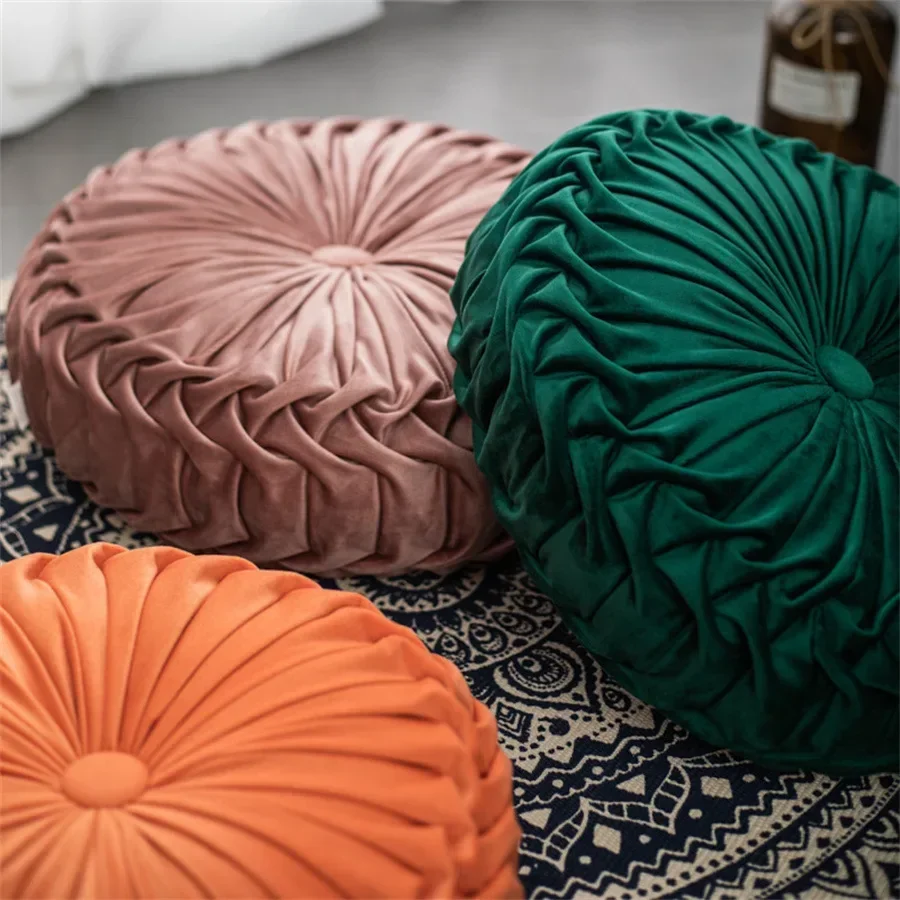 Throw Pillow for Couch Decorative 3D Pumpkin Vehicle Wheel Round Velvet Cushion - Image 5
