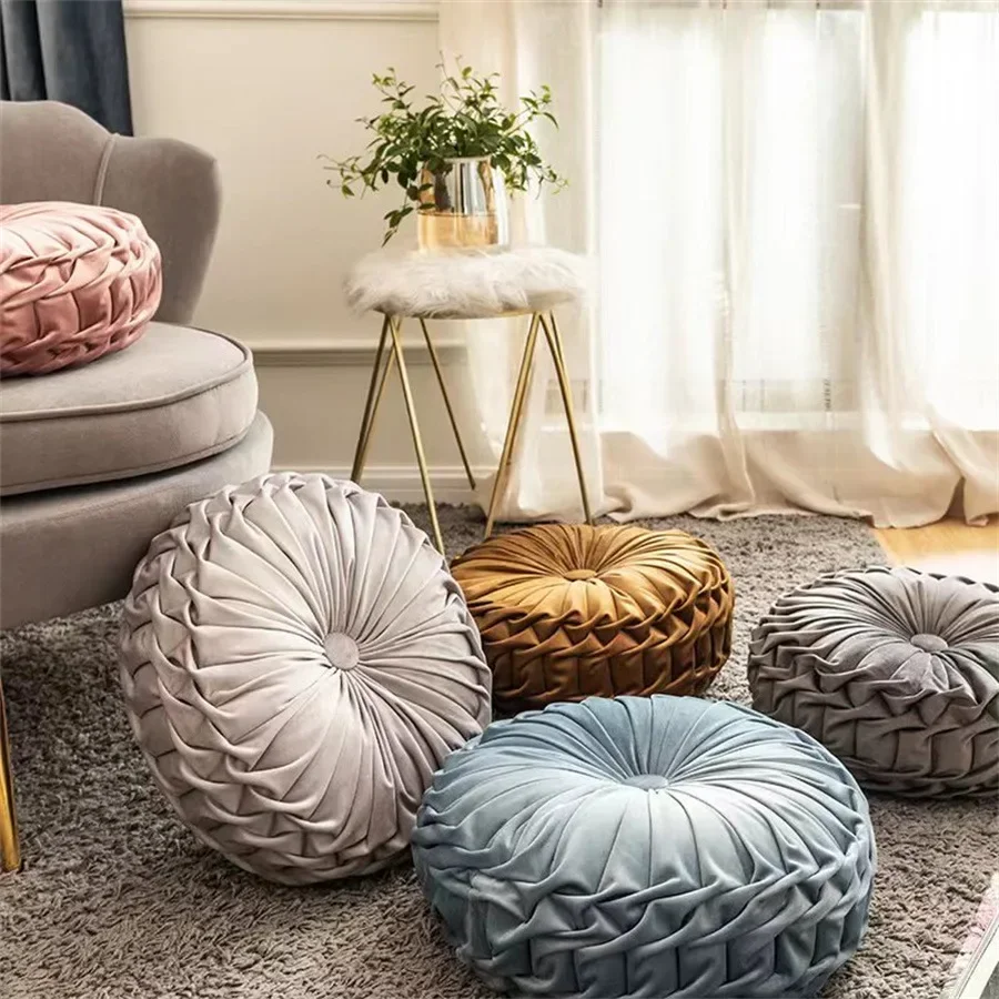 Throw Pillow for Couch Decorative 3D Pumpkin Vehicle Wheel Round Velvet Cushion - Image 4