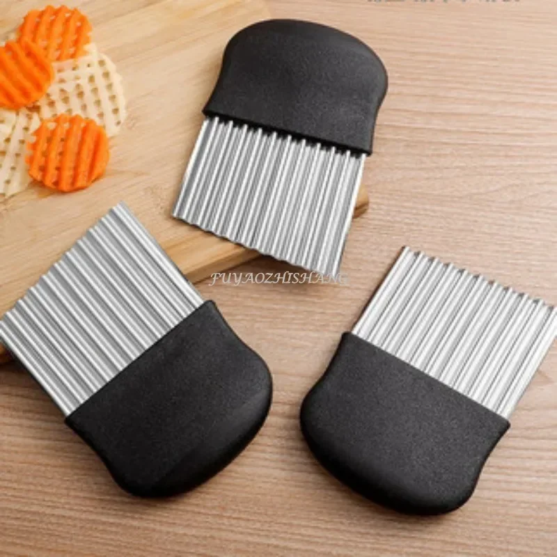 Stainless Steel Potato Chip Slicer Dough Vegetable Fruit Crinkle Wavy - Image 3