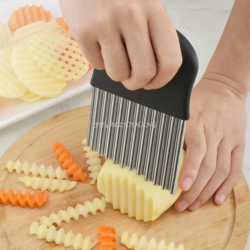 Stainless Steel Potato Chip Slicer Dough Vegetable Fruit Crinkle Wavy