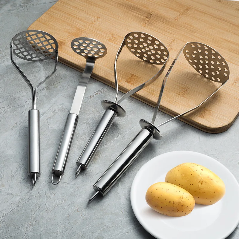 4-styles Stainless Steel Potato Masher Kitchen Pumpkin Garlic Vegetable Fruit