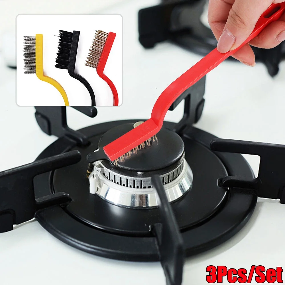 3Pcs/set Cleaning Wire Brush Kitchen Tools Stainless Steel Nylon Rust Remove