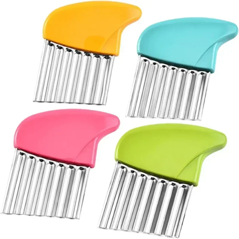 Stainless Steel Potato Chip Slicer Dough Vegetable Fruit Crinkle Wavy - Image 6